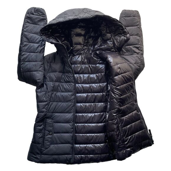 Zara Womens Black Reversible Insulated Hooded Full Zip Puffer Jacket Size M - Picture 3 of 16